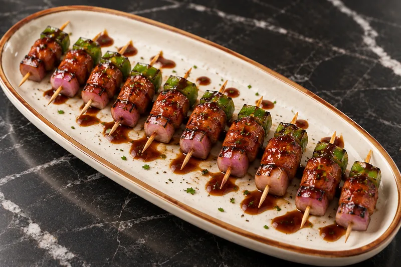 BBQ chicken sausage skewer